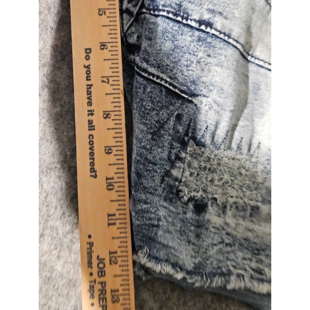Encrypted Denim Shorts Mens 38 Blue Acid Wash Distressed Biker E911819-ID-F22 - Picture 4 of 7